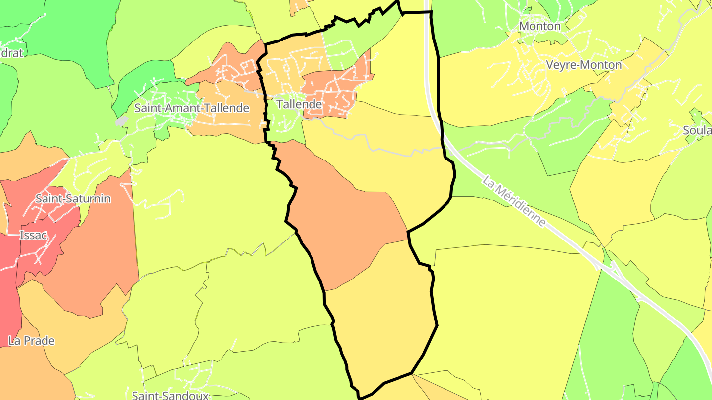 Carte des prix de l'immobilier Tallende