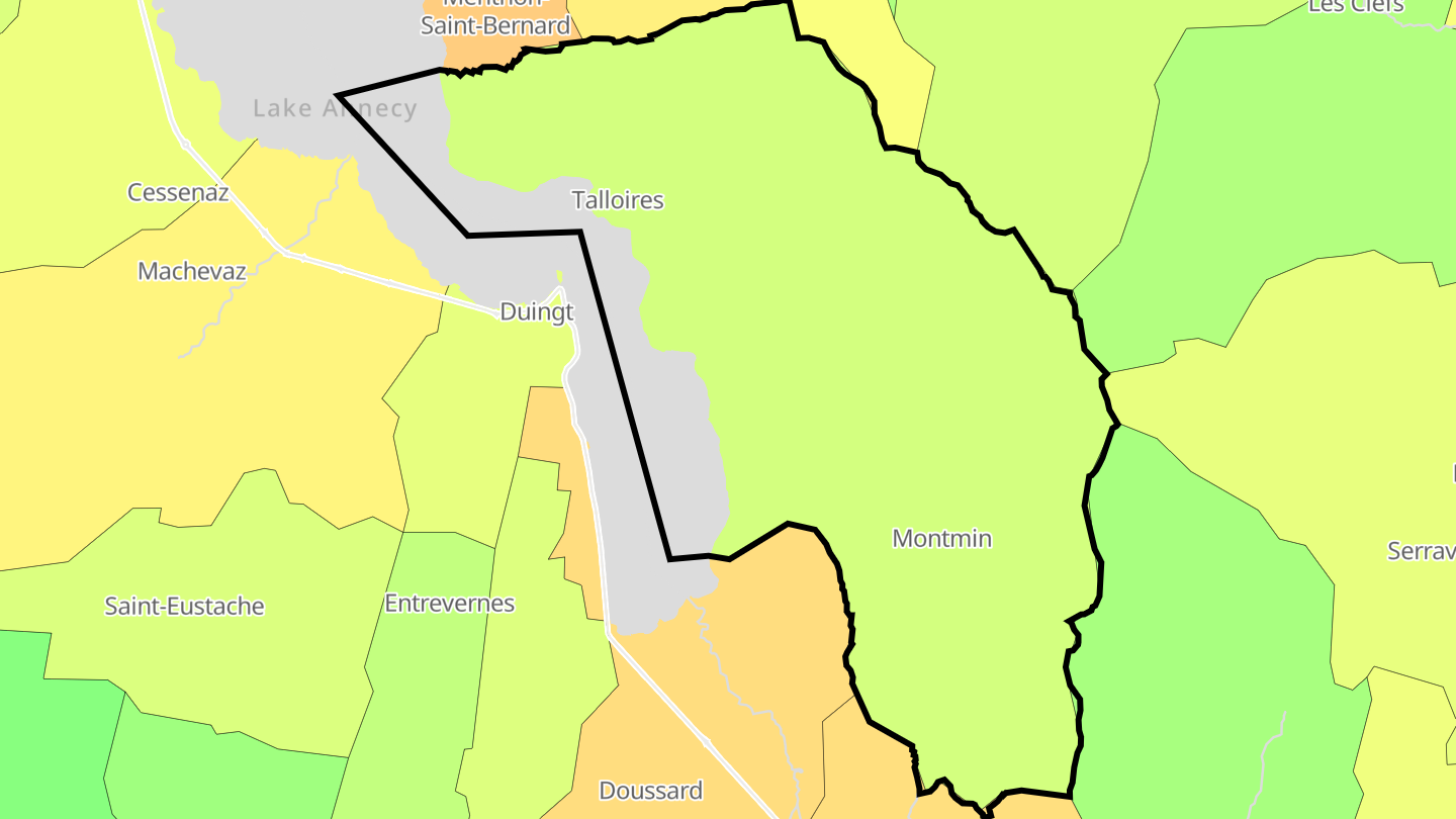 Carte des prix de l'immobilier Talloires-Montmin
