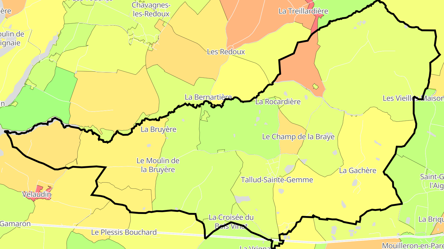 Carte des prix de l'immobilier Tallud-Sainte-Gemme