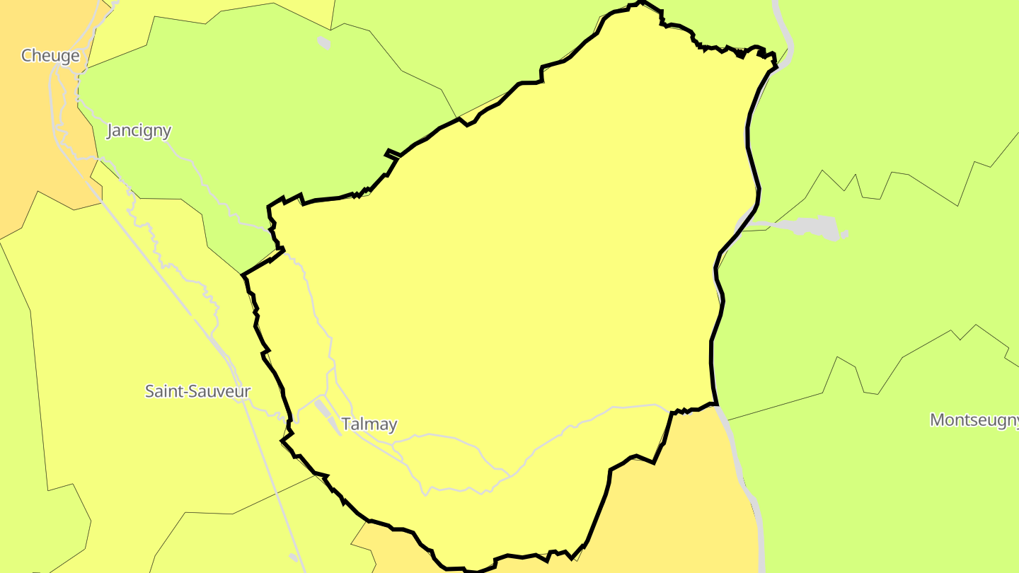 Carte des prix de l'immobilier Talmay