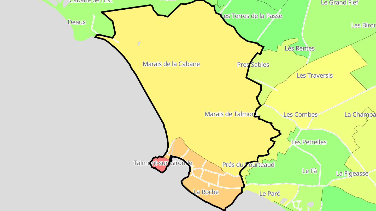 Carte des prix de l'immobilier Talmont-sur-Gironde