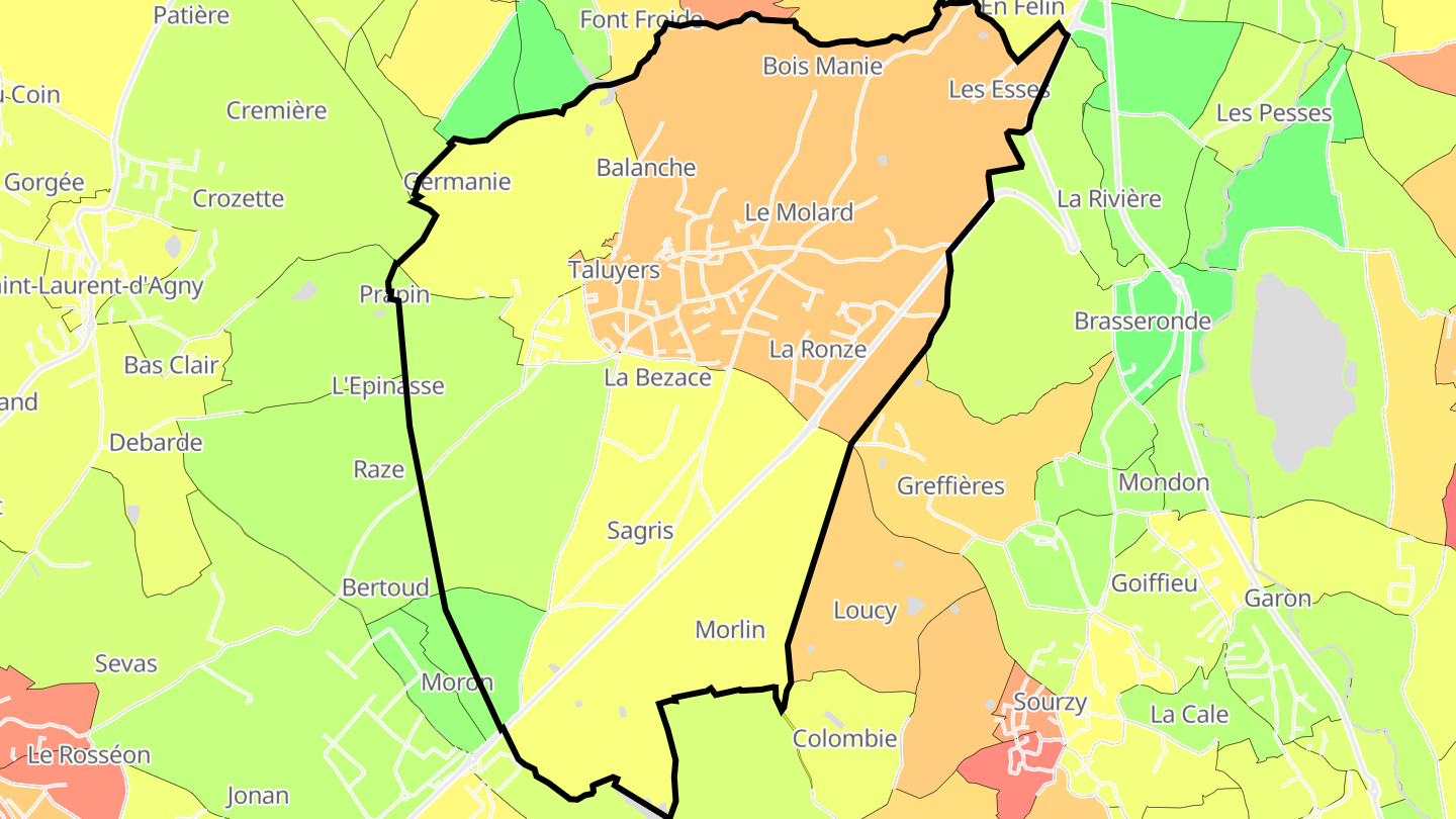 Carte des prix de l'immobilier Taluyers