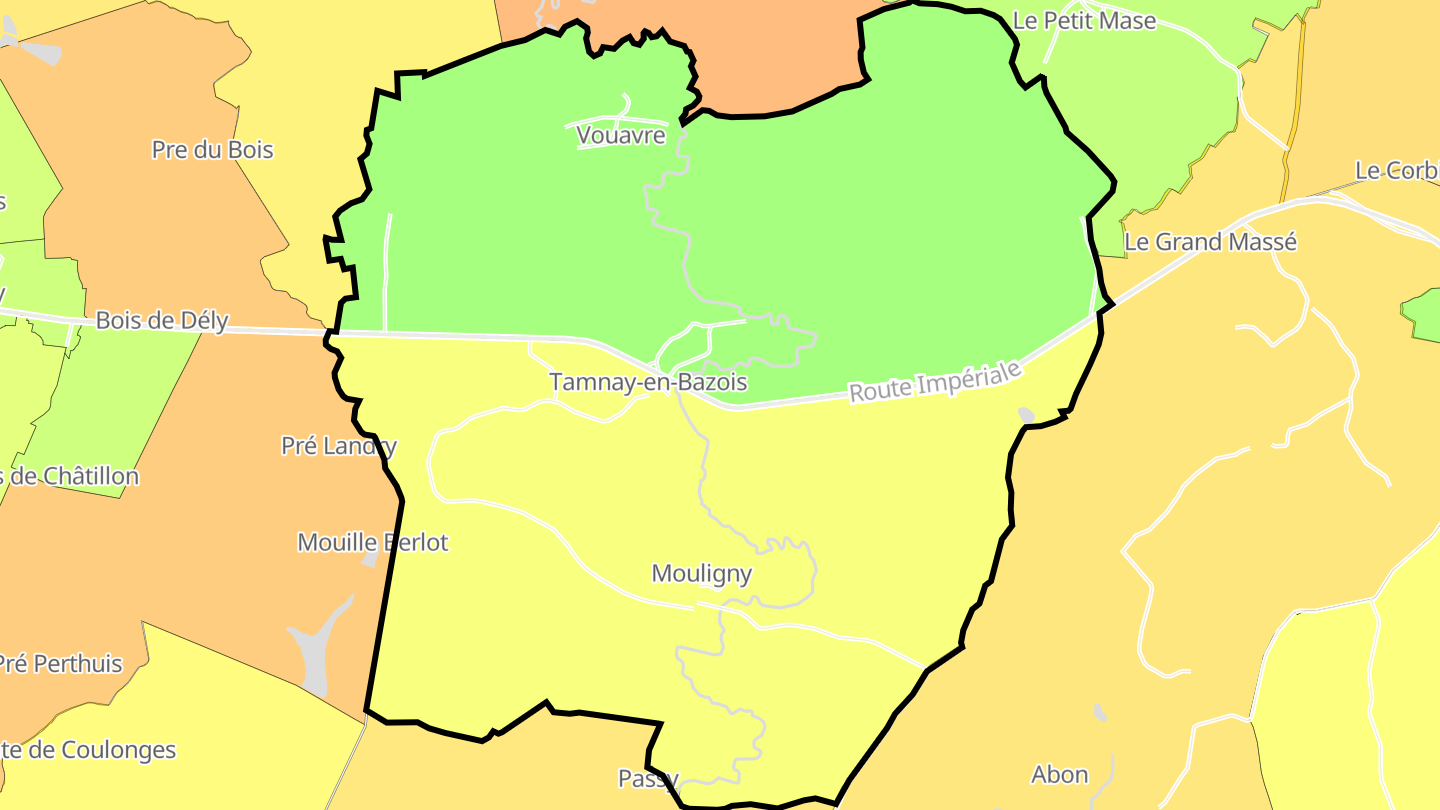 Carte des prix de l'immobilier Tamnay-en-Bazois