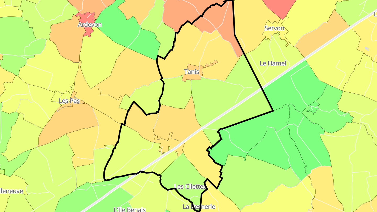 Carte des prix de l'immobilier Tanis