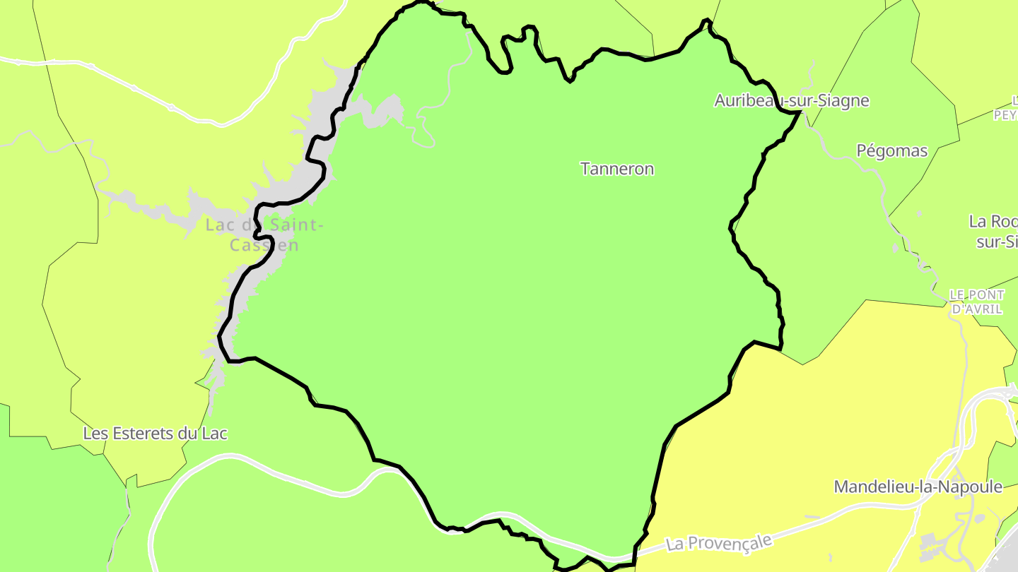Carte des prix de l'immobilier Tanneron