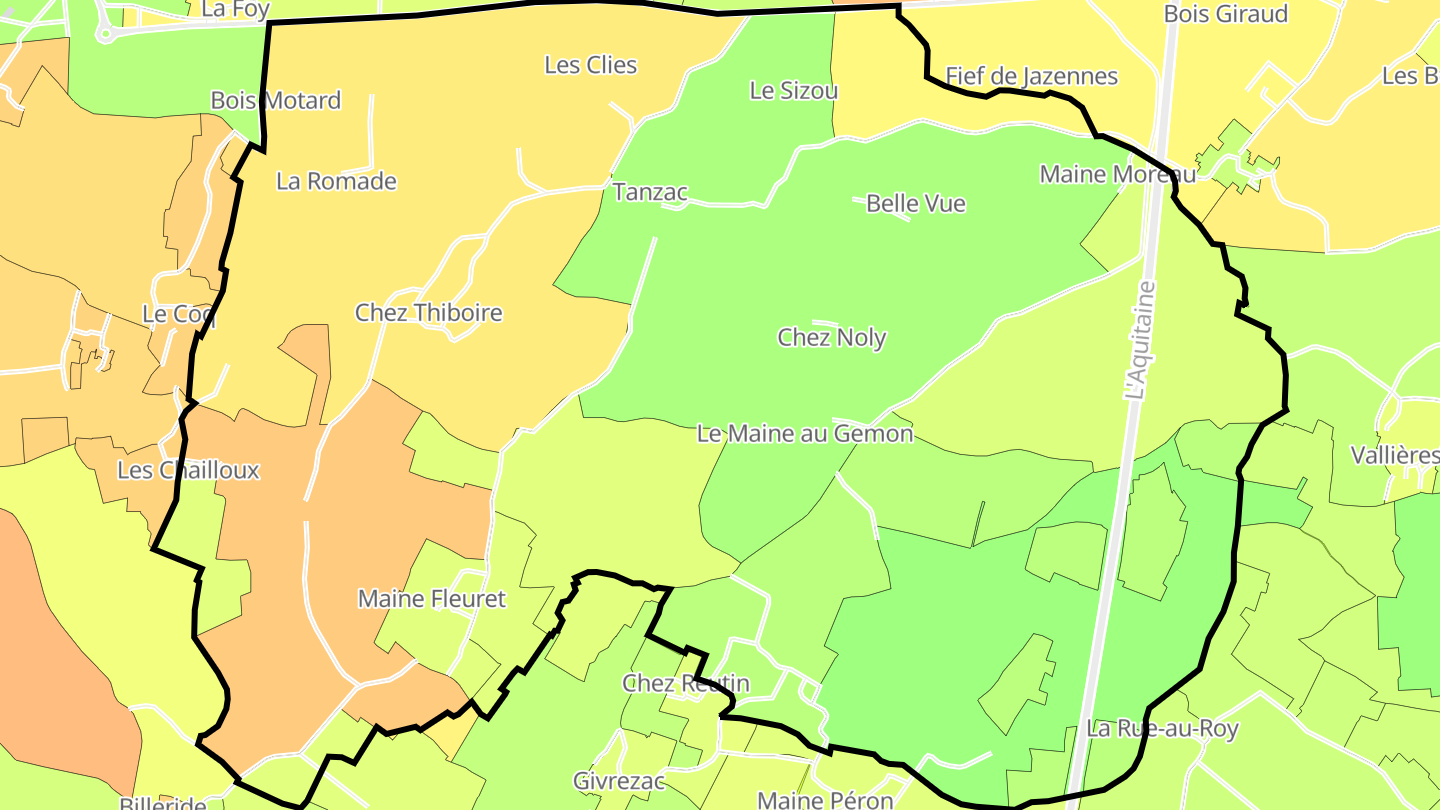 Carte des prix de l'immobilier Tanzac