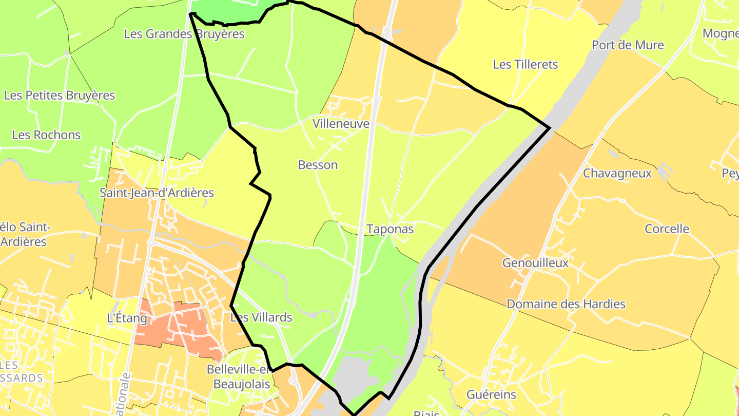 Carte des prix de l'immobilier Taponas