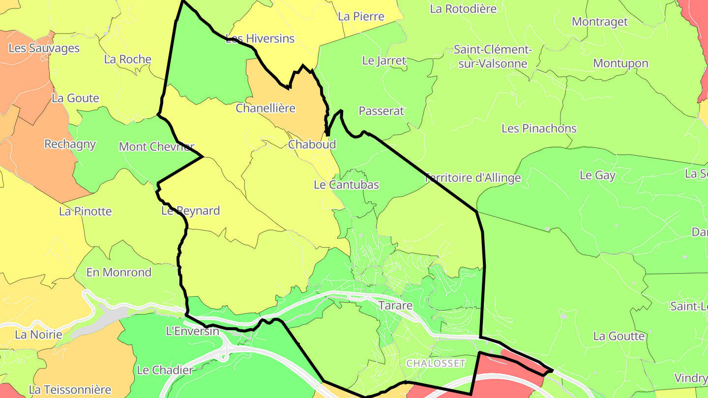 Carte des prix de l'immobilier Tarare