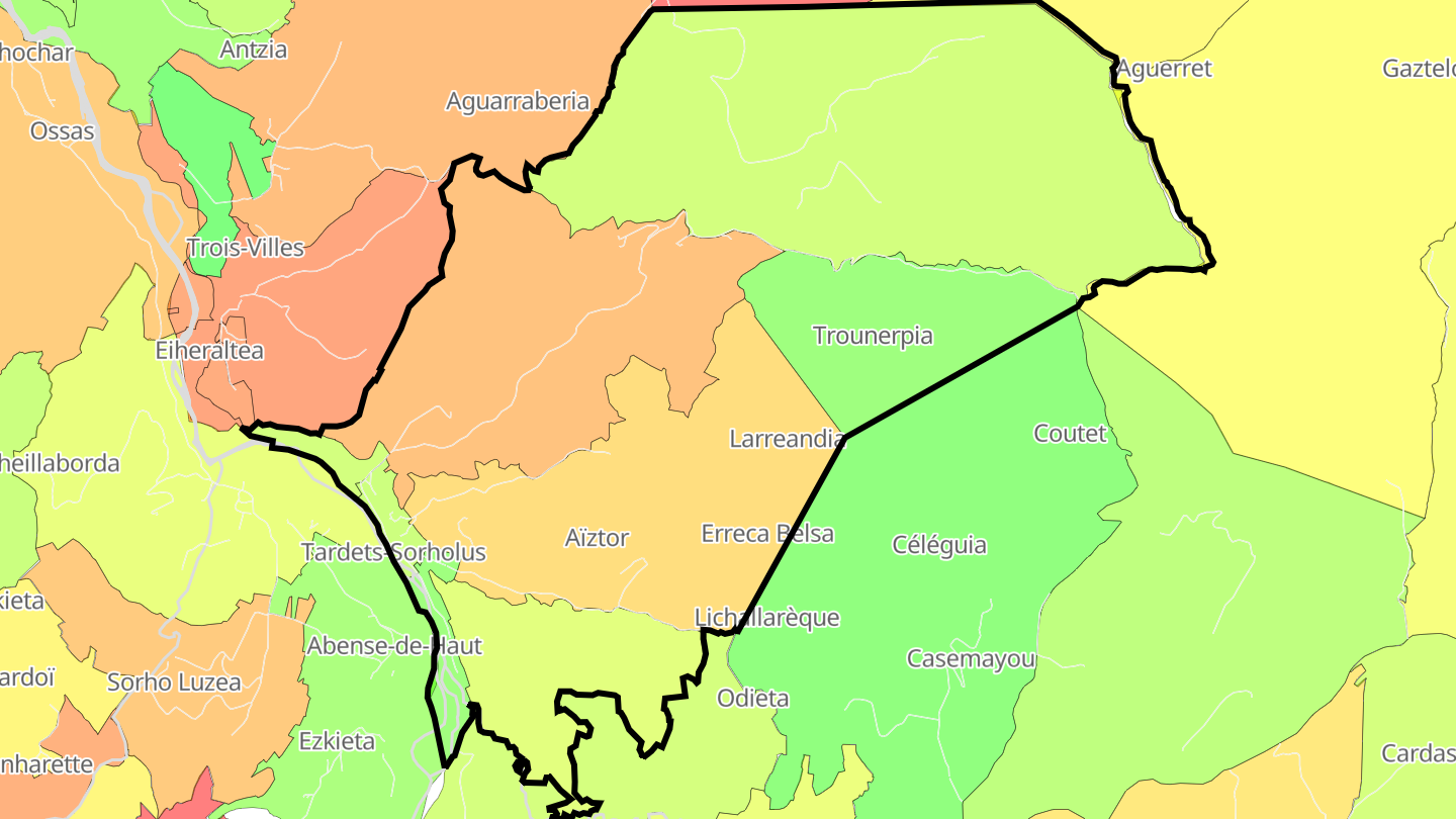 Carte des prix de l'immobilier Tardets-Sorholus