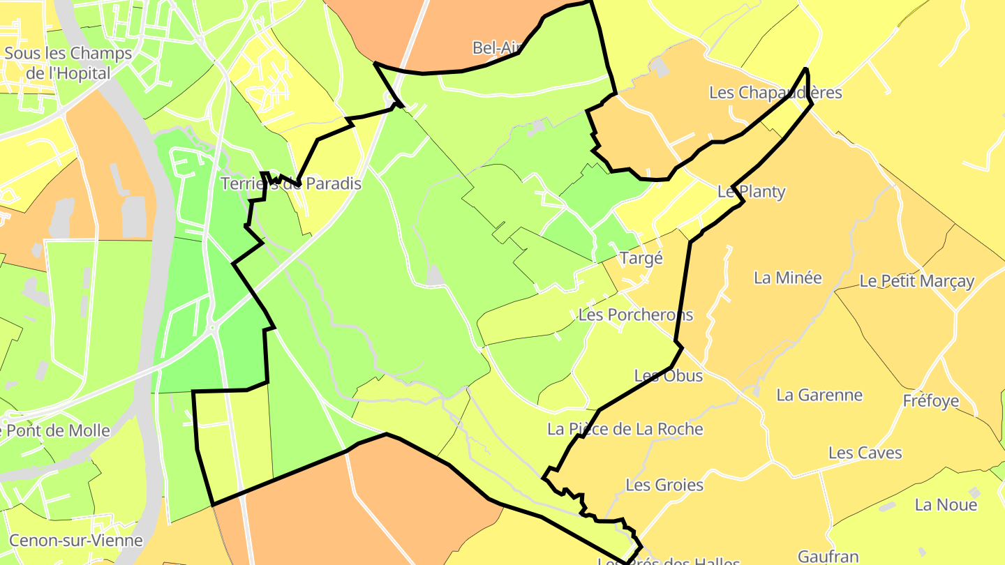 Carte des prix de l'immobilier Targé