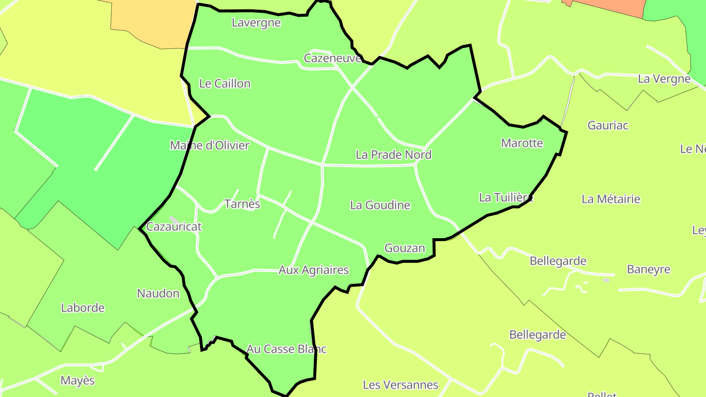 Carte des prix de l'immobilier Tarnès