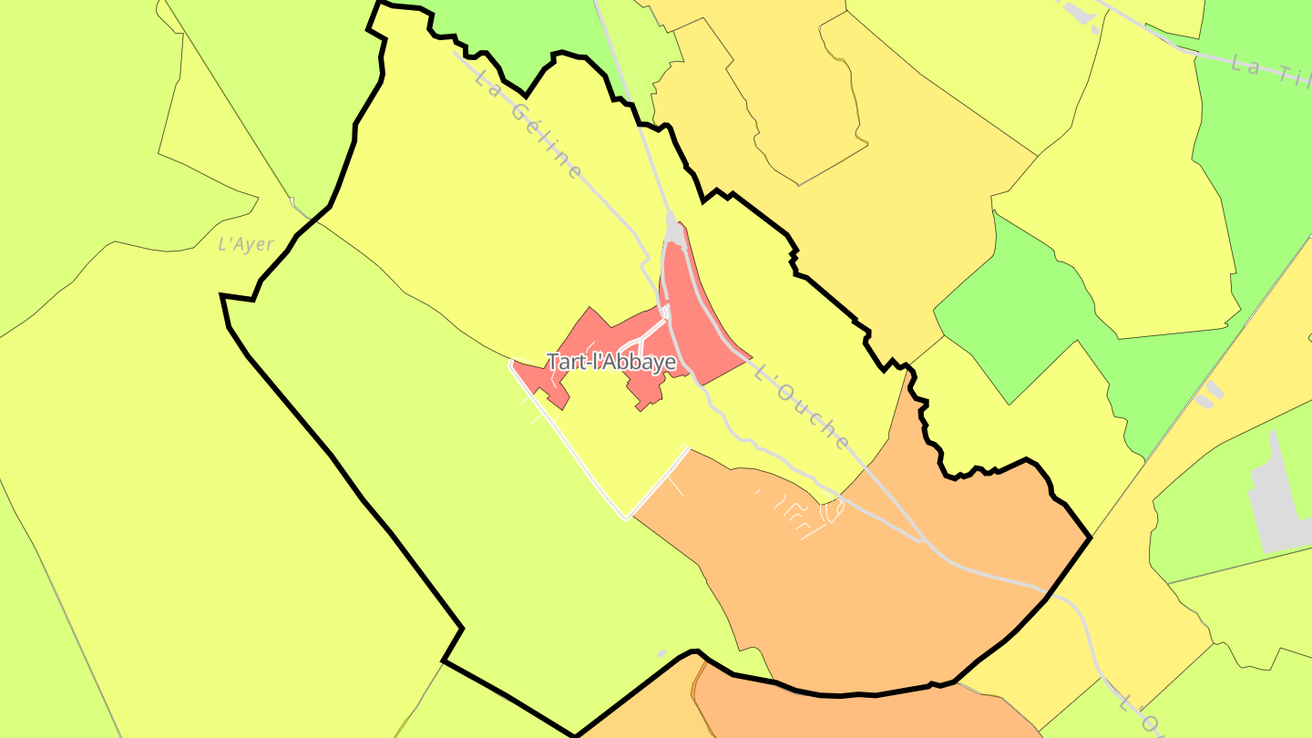 Carte des prix de l'immobilier Tart-l'Abbaye
