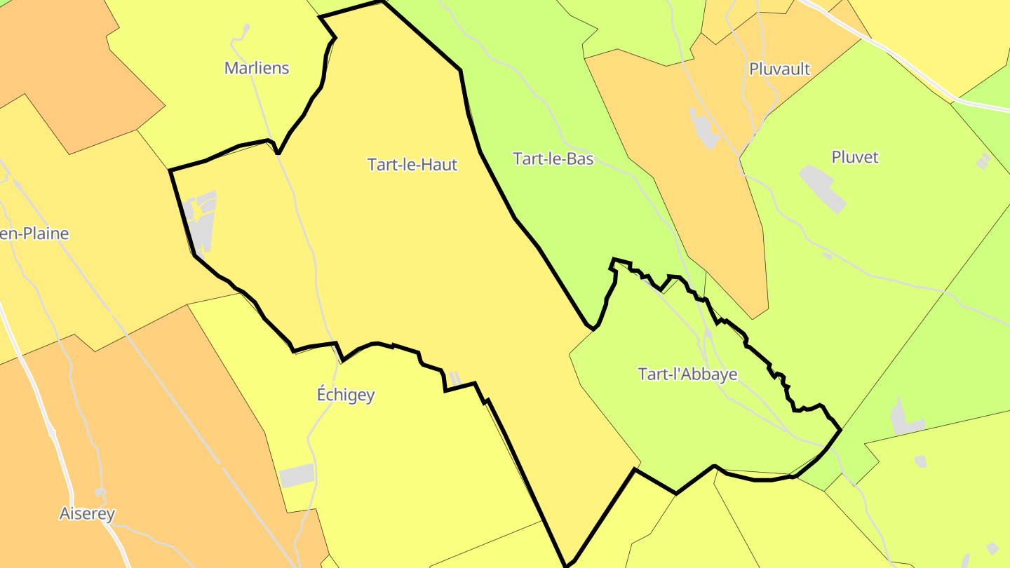 Carte des prix de l'immobilier Tart