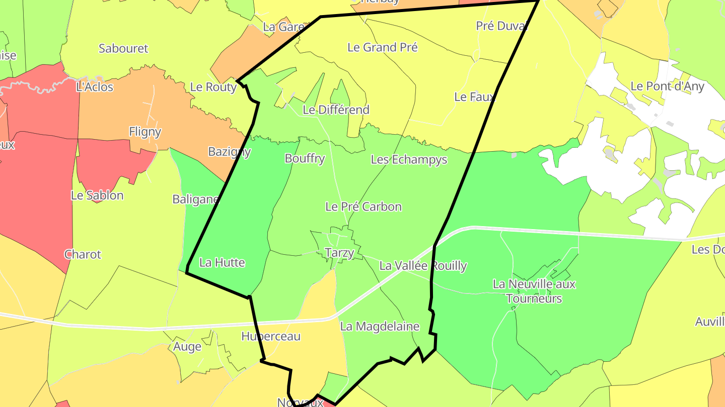 Carte des prix de l'immobilier Tarzy