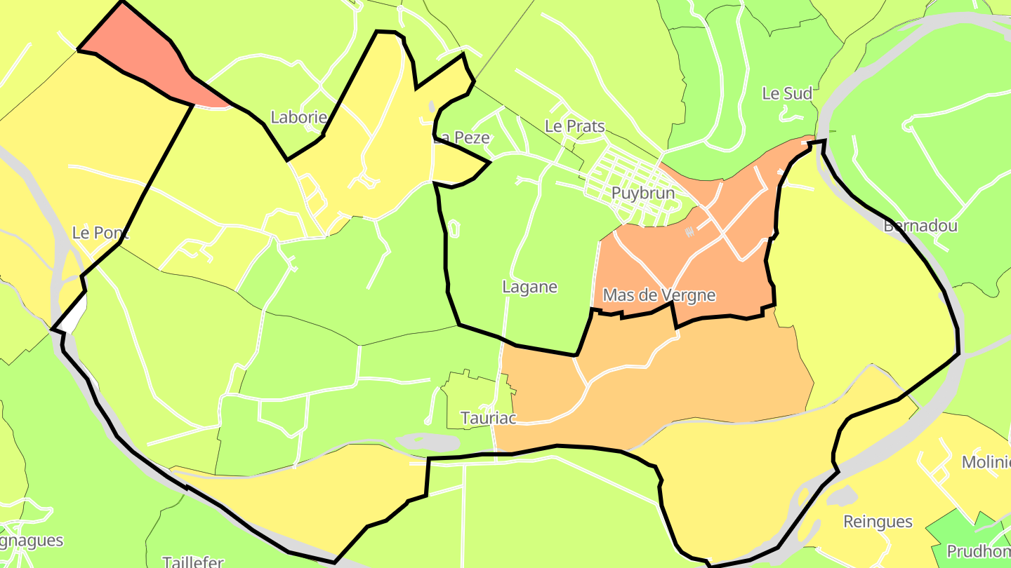 Carte des prix de l'immobilier Tauriac