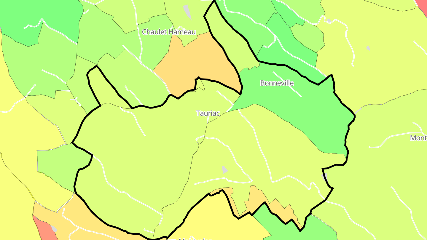 Carte des prix de l'immobilier Tauriac