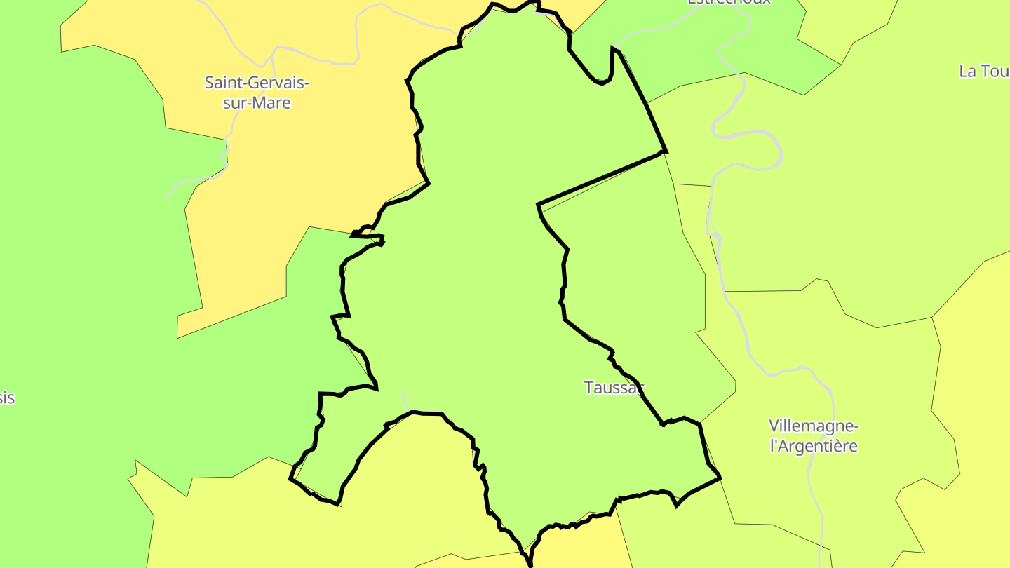 Carte des prix de l'immobilier Taussac-la-Billière