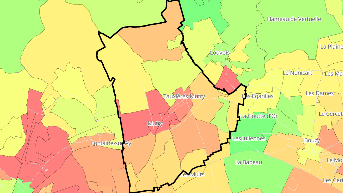 Carte des prix de l'immobilier Tauxières-Mutry
