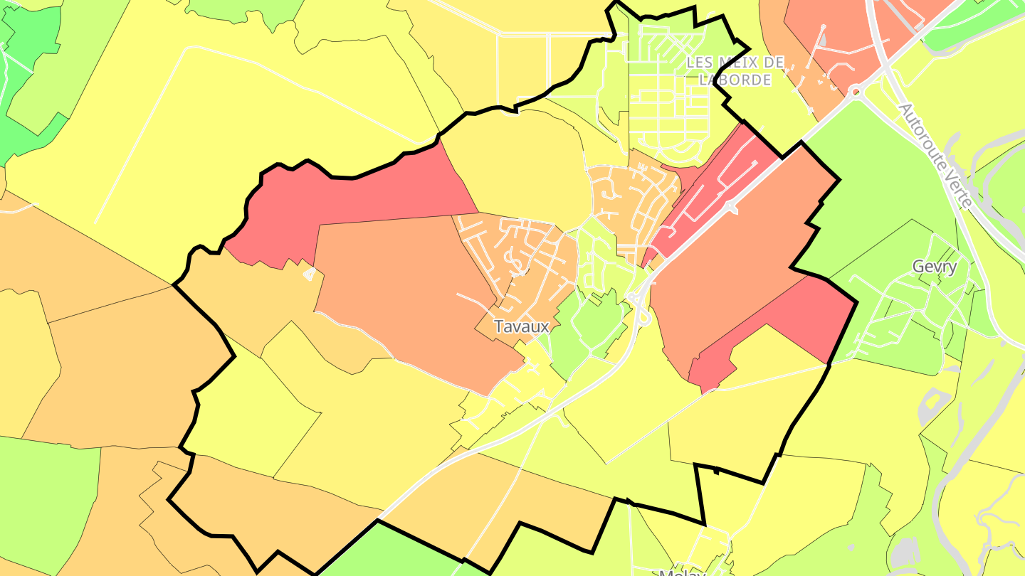 Carte des prix de l'immobilier Tavaux