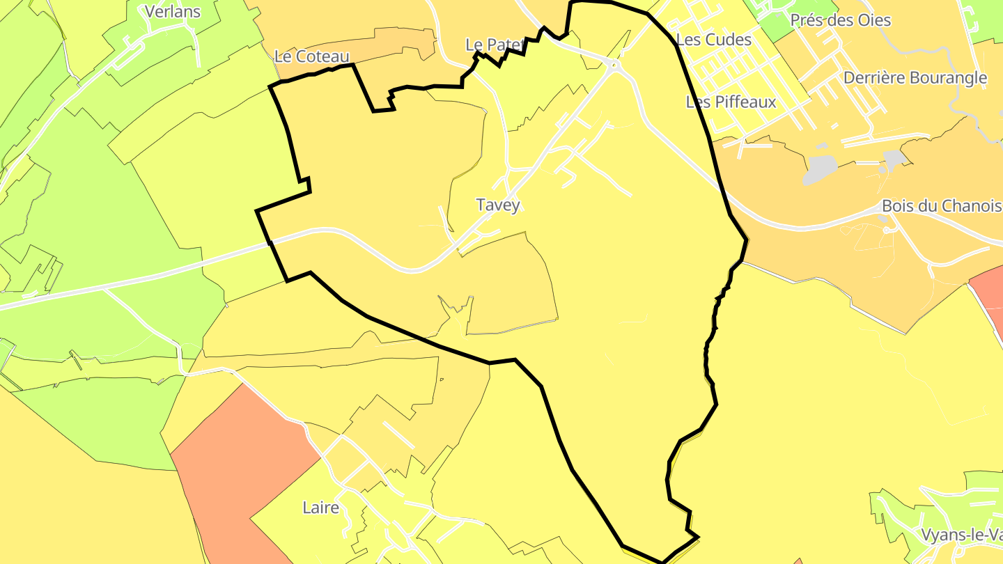 Carte des prix de l'immobilier Tavey