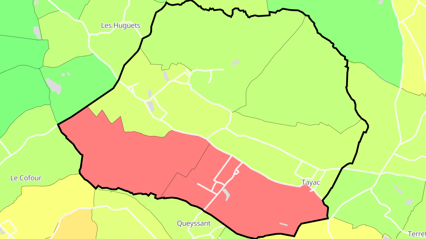 Carte des prix de l'immobilier Tayac