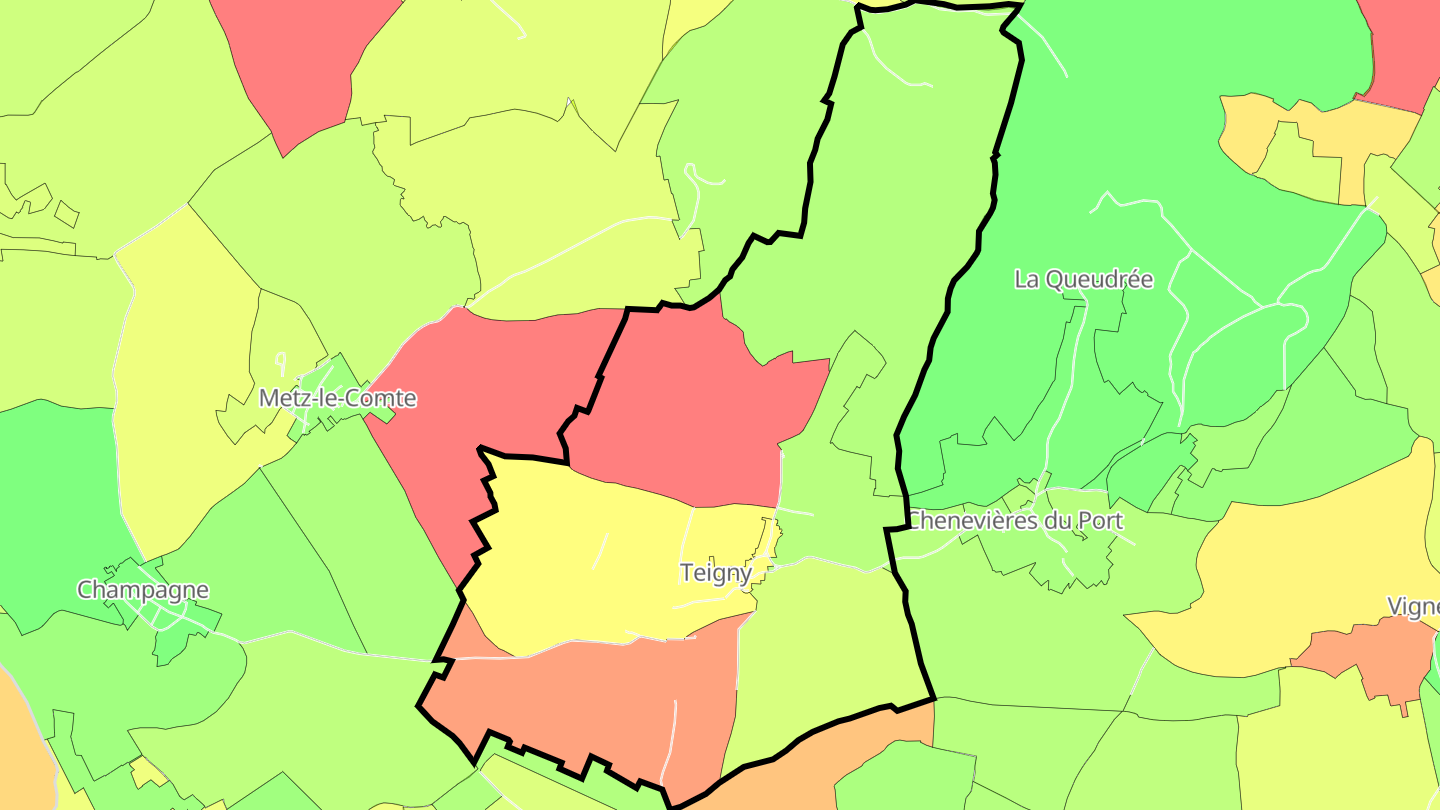 Carte des prix de l'immobilier Teigny