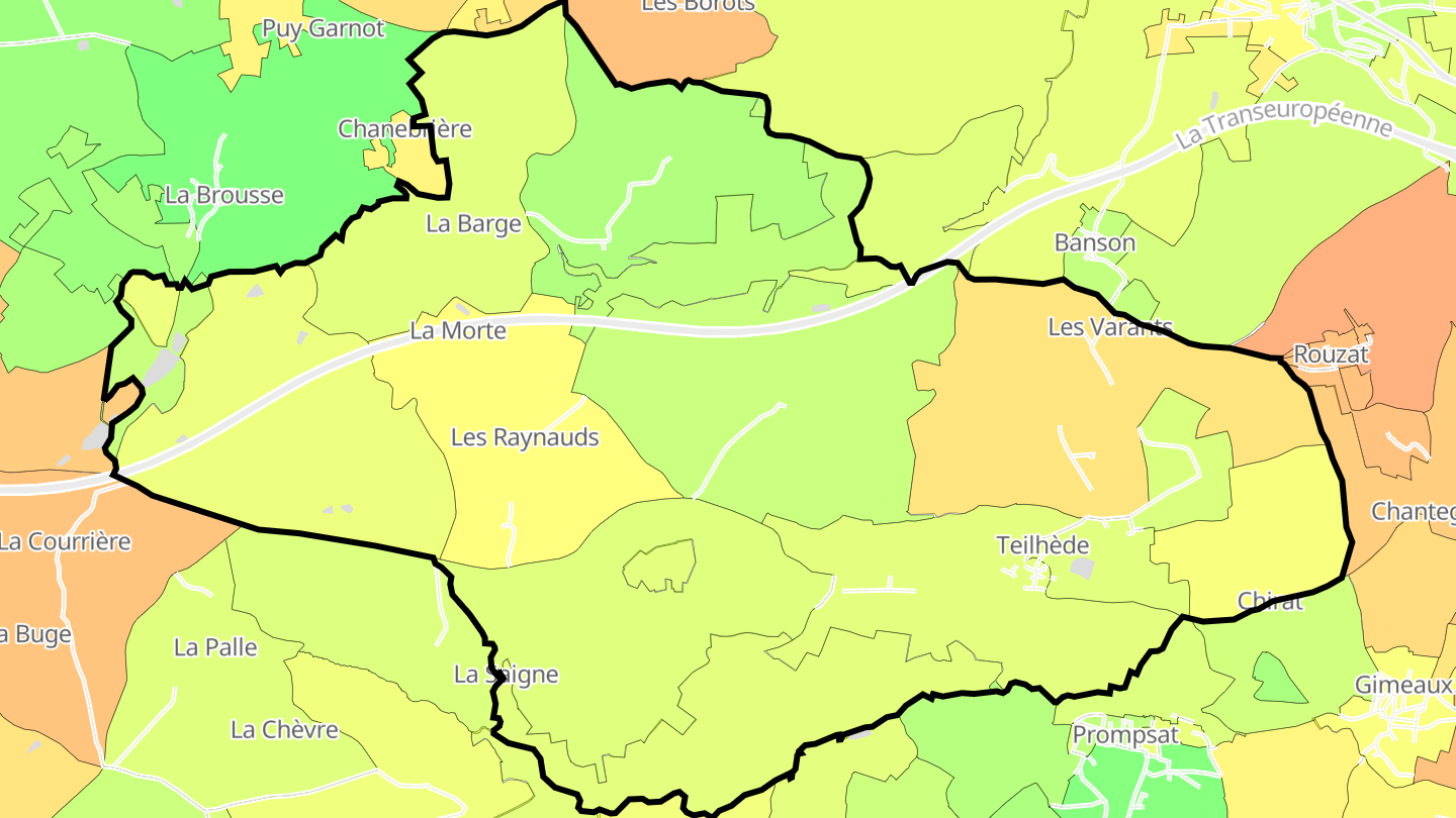Carte des prix de l'immobilier Teilhède
