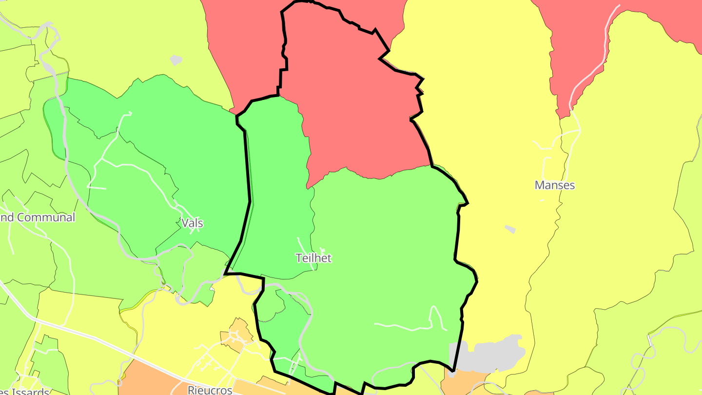 Carte des prix de l'immobilier Teilhet