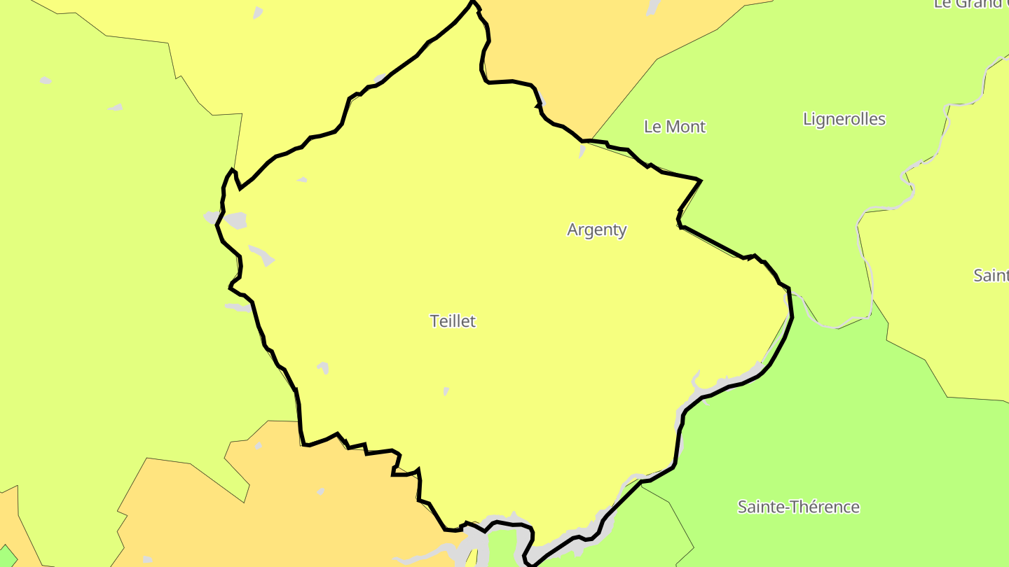 Carte des prix de l'immobilier Teillet-Argenty