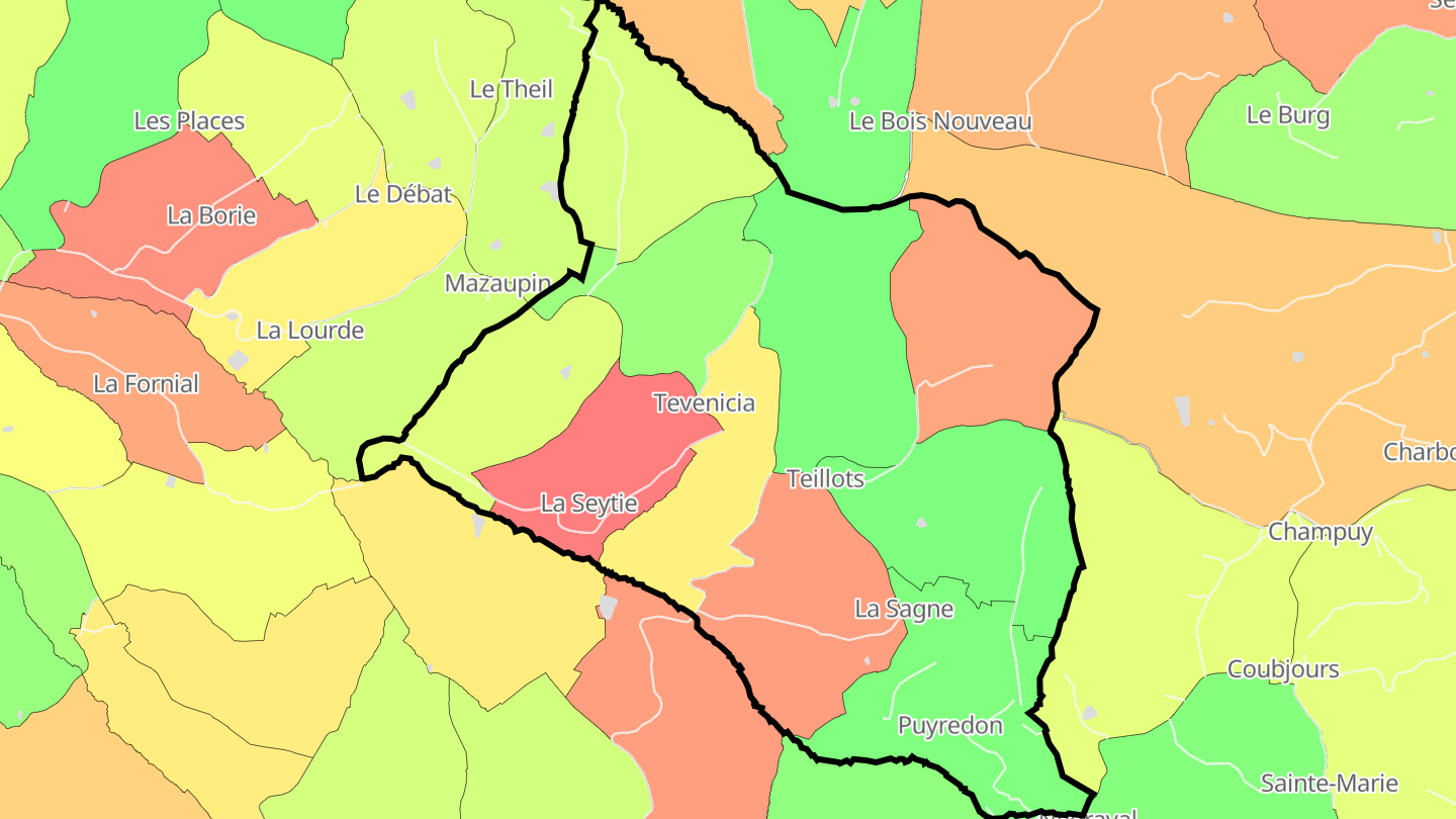 Carte des prix de l'immobilier Teillots