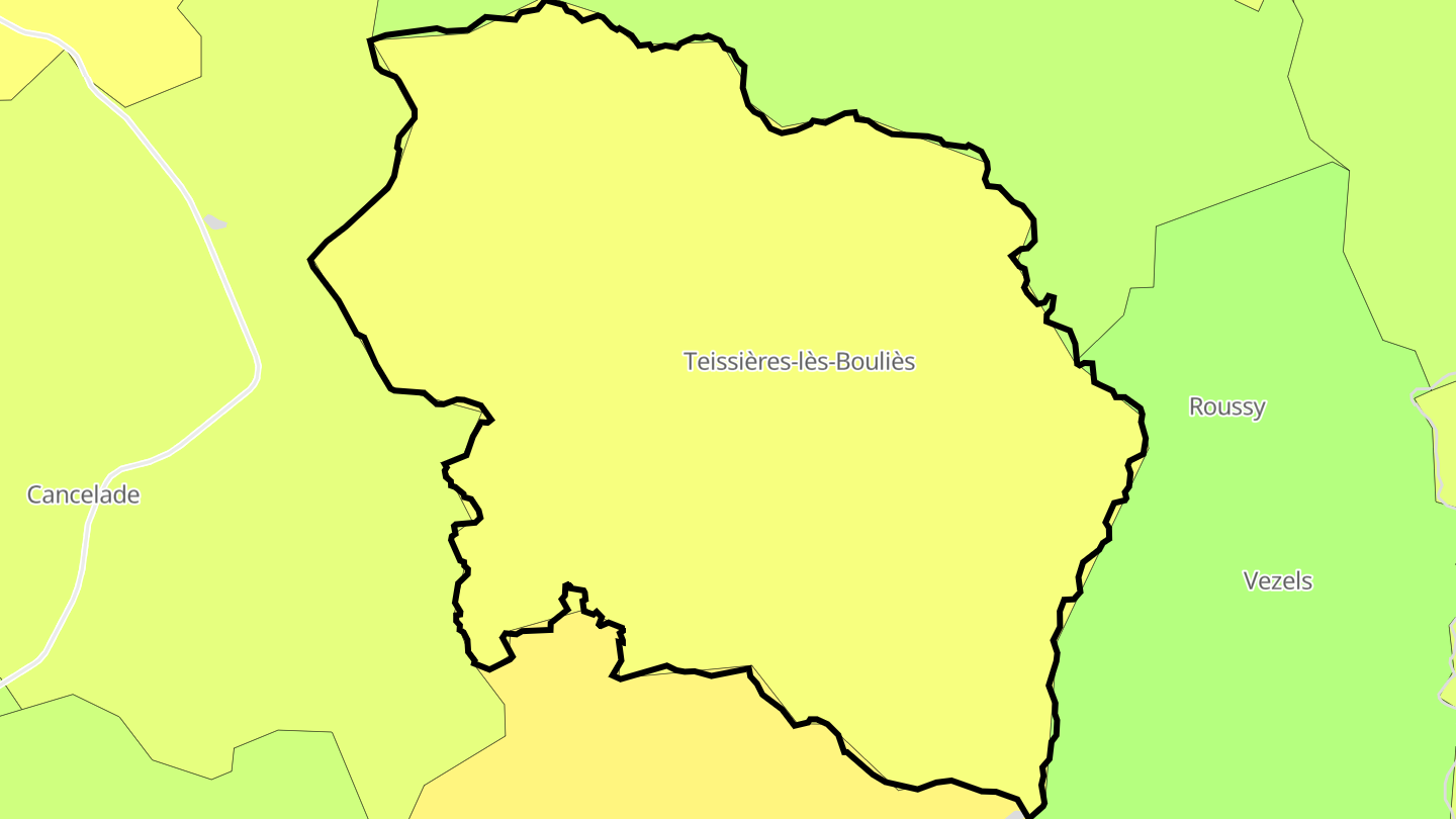 Carte des prix de l'immobilier Teissières-lès-Bouliès