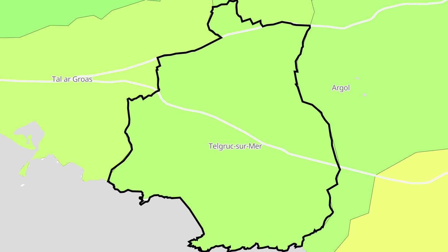 Carte des prix de l'immobilier Telgruc-sur-Mer