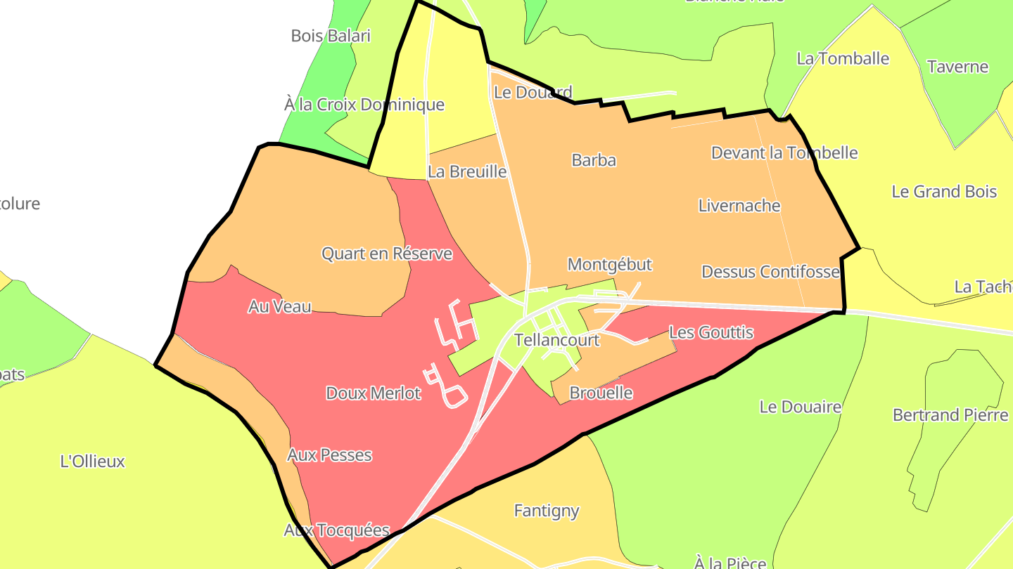 Carte des prix de l'immobilier Tellancourt