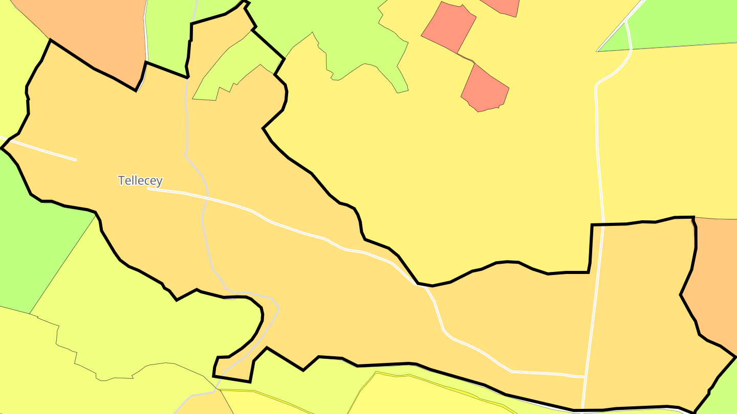 Carte des prix de l'immobilier Tellecey
