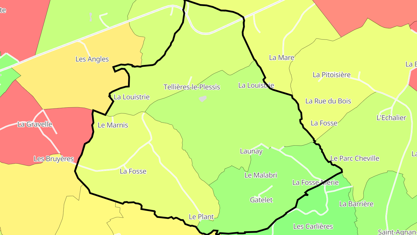 Carte des prix de l'immobilier Tellières-le-Plessis