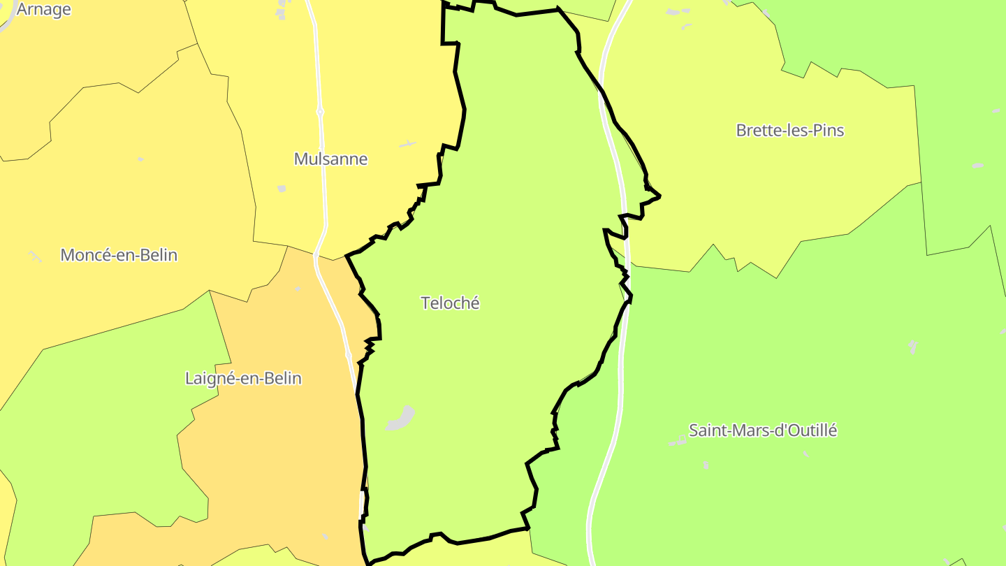 Carte des prix de l'immobilier Teloché