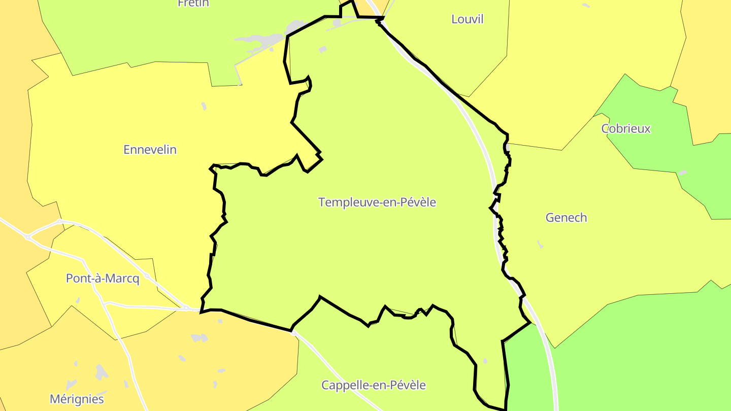 Carte des prix de l'immobilier Templeuve-en-Pévèle