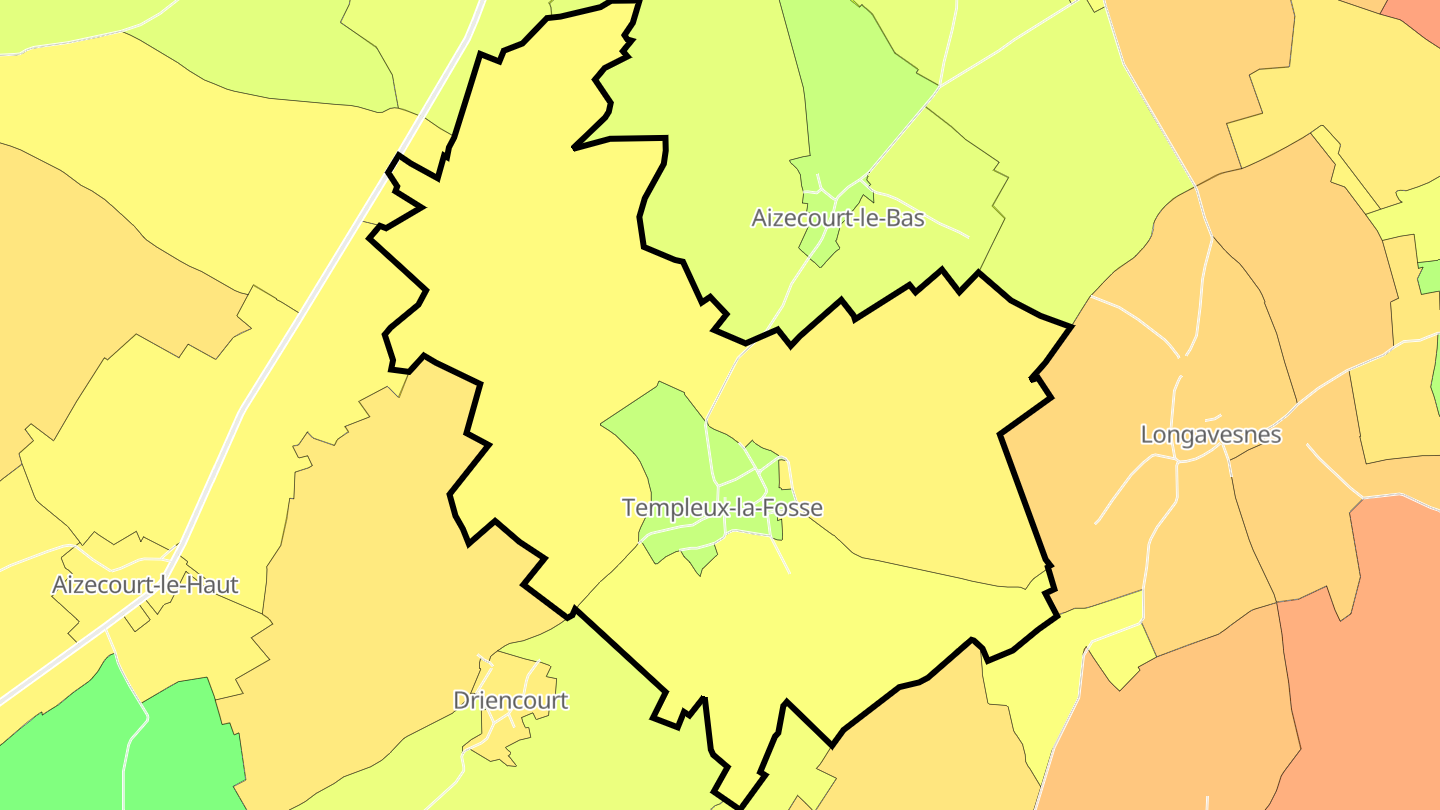 Carte des prix de l'immobilier Templeux-la-Fosse