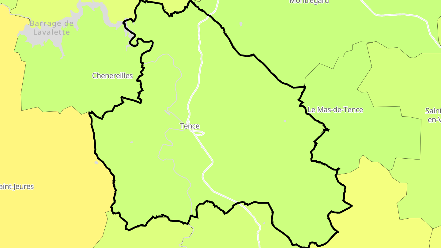 Carte des prix de l'immobilier Tence