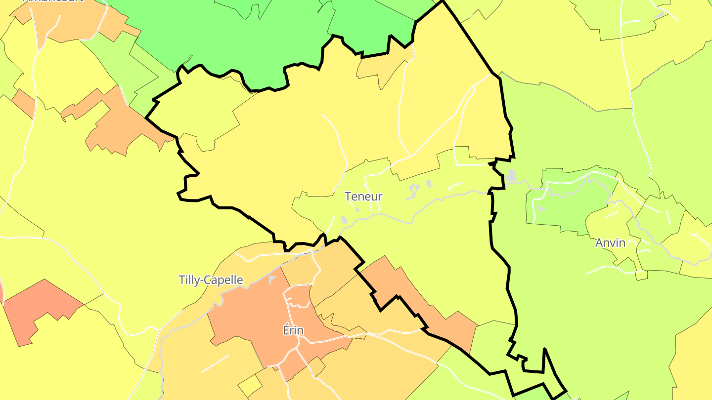 Carte des prix de l'immobilier Teneur