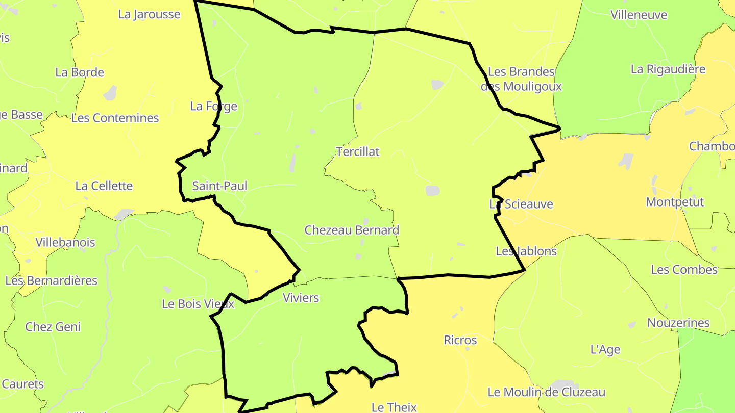 Carte des prix de l'immobilier Tercillat