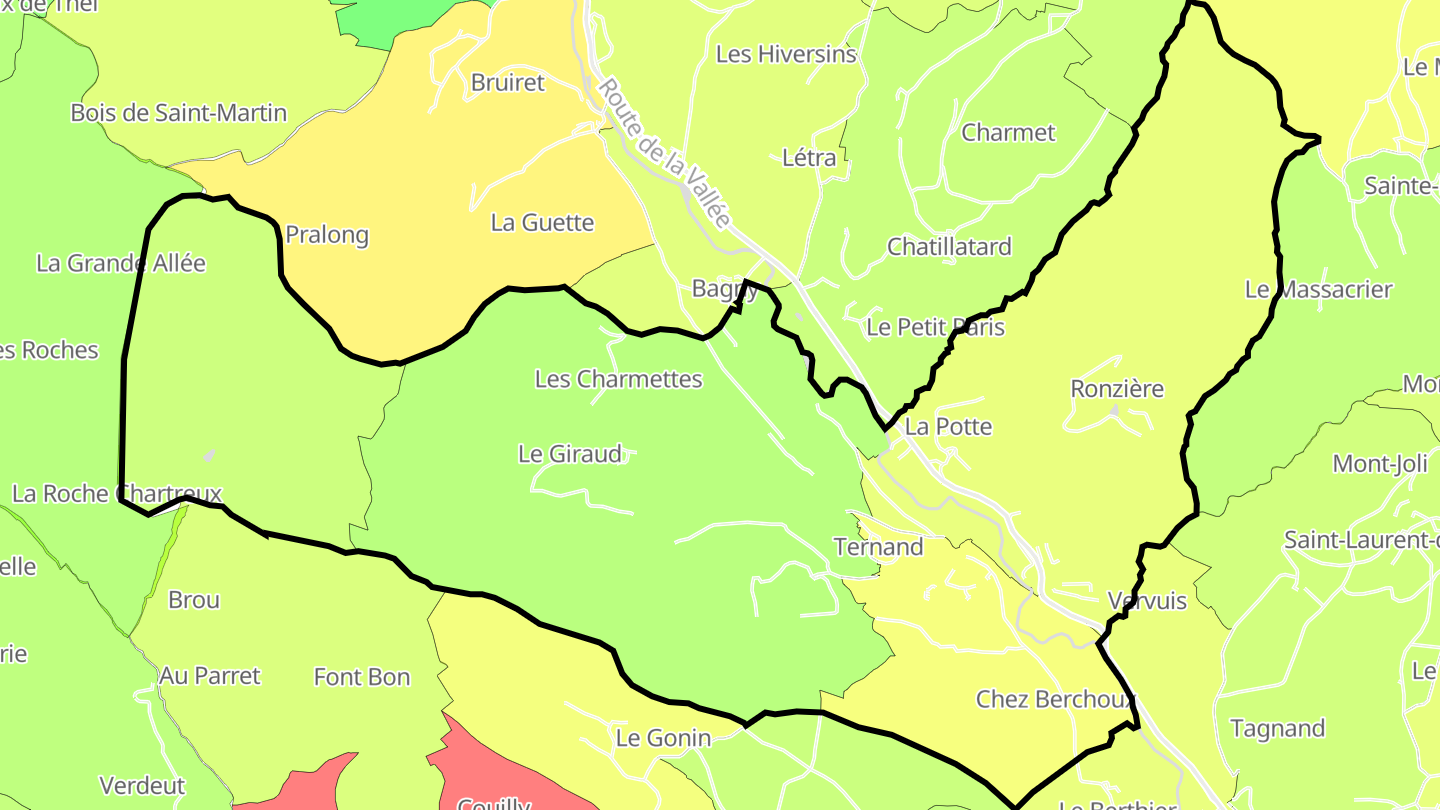 Carte des prix de l'immobilier Ternand