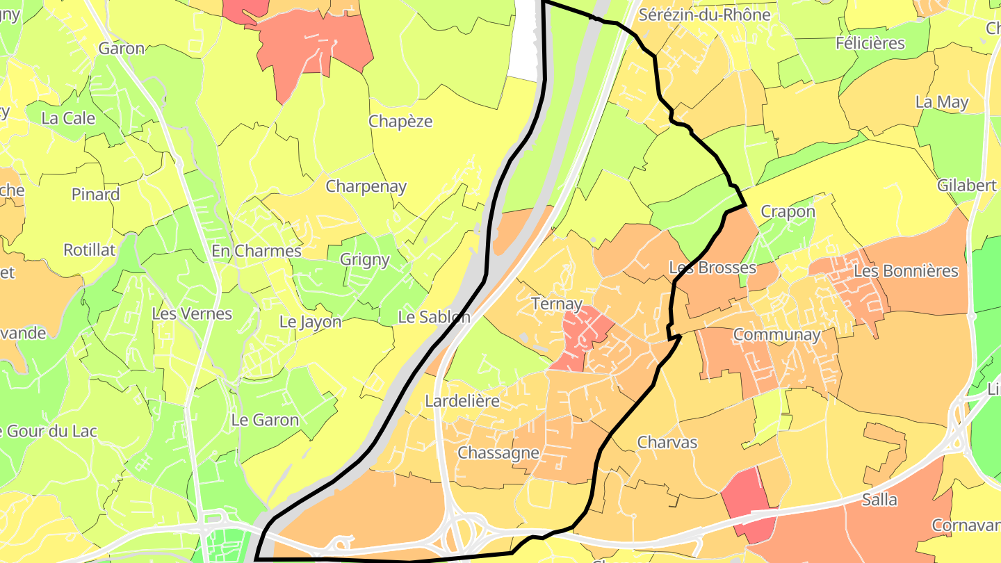 Carte des prix de l'immobilier Ternay