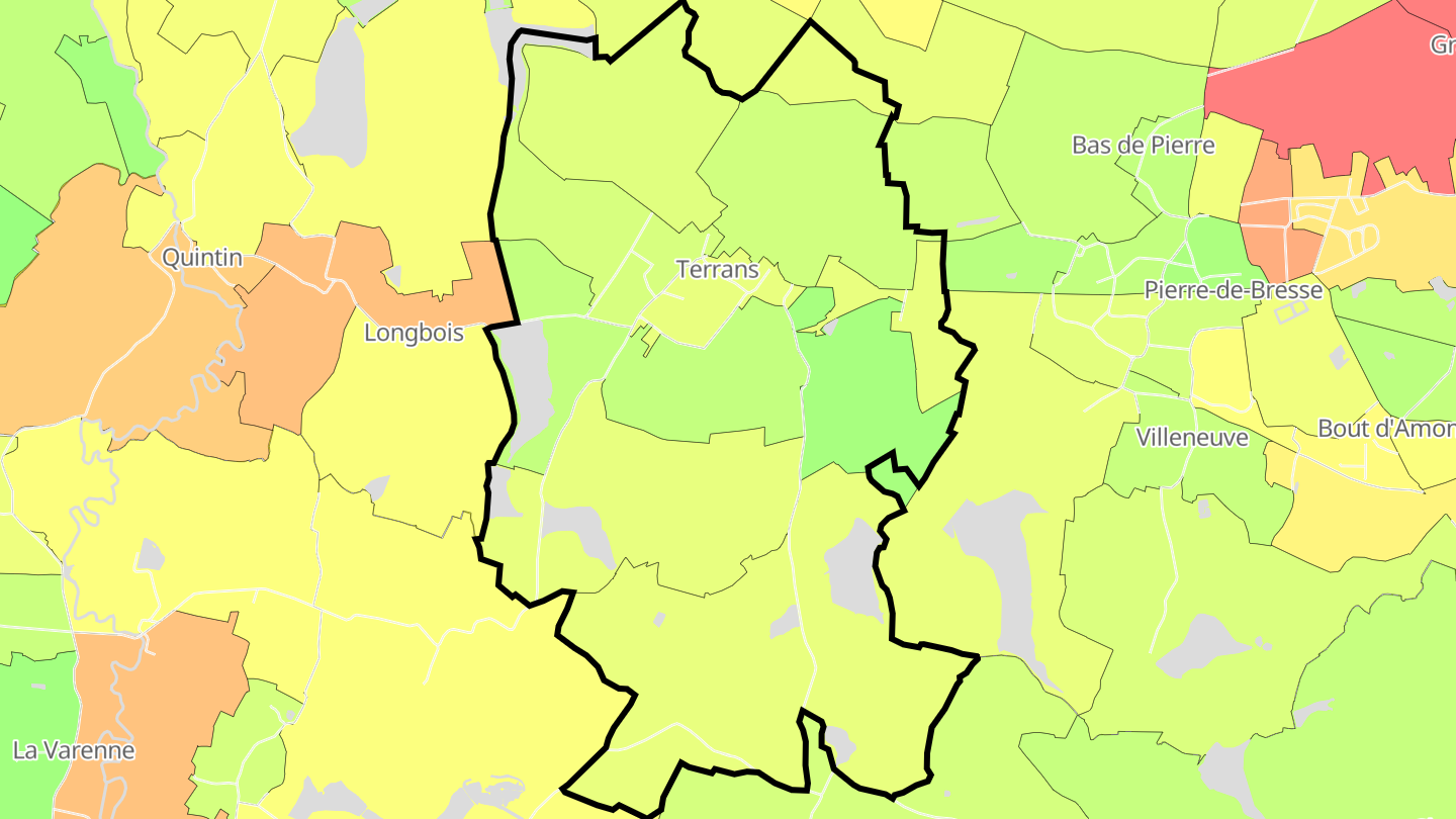 Carte des prix de l'immobilier Terrans
