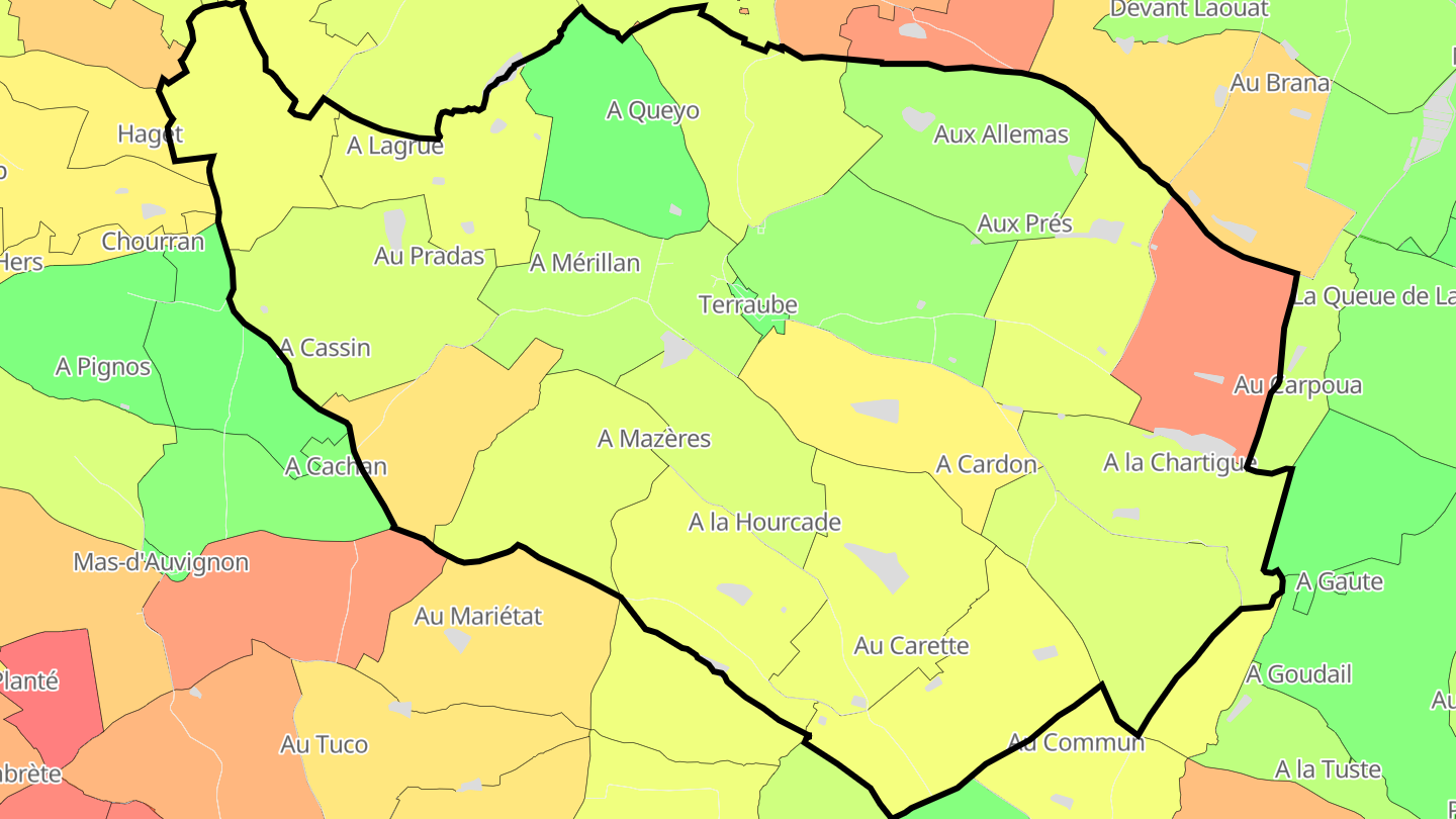 Carte des prix de l'immobilier Terraube