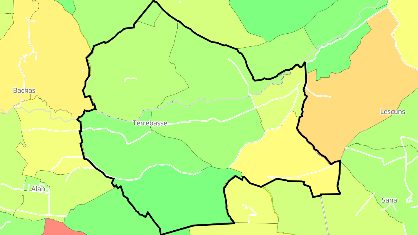 Carte des prix de l'immobilier Terrebasse