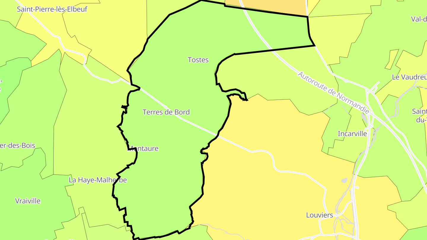 Carte des prix de l'immobilier Terres de Bord