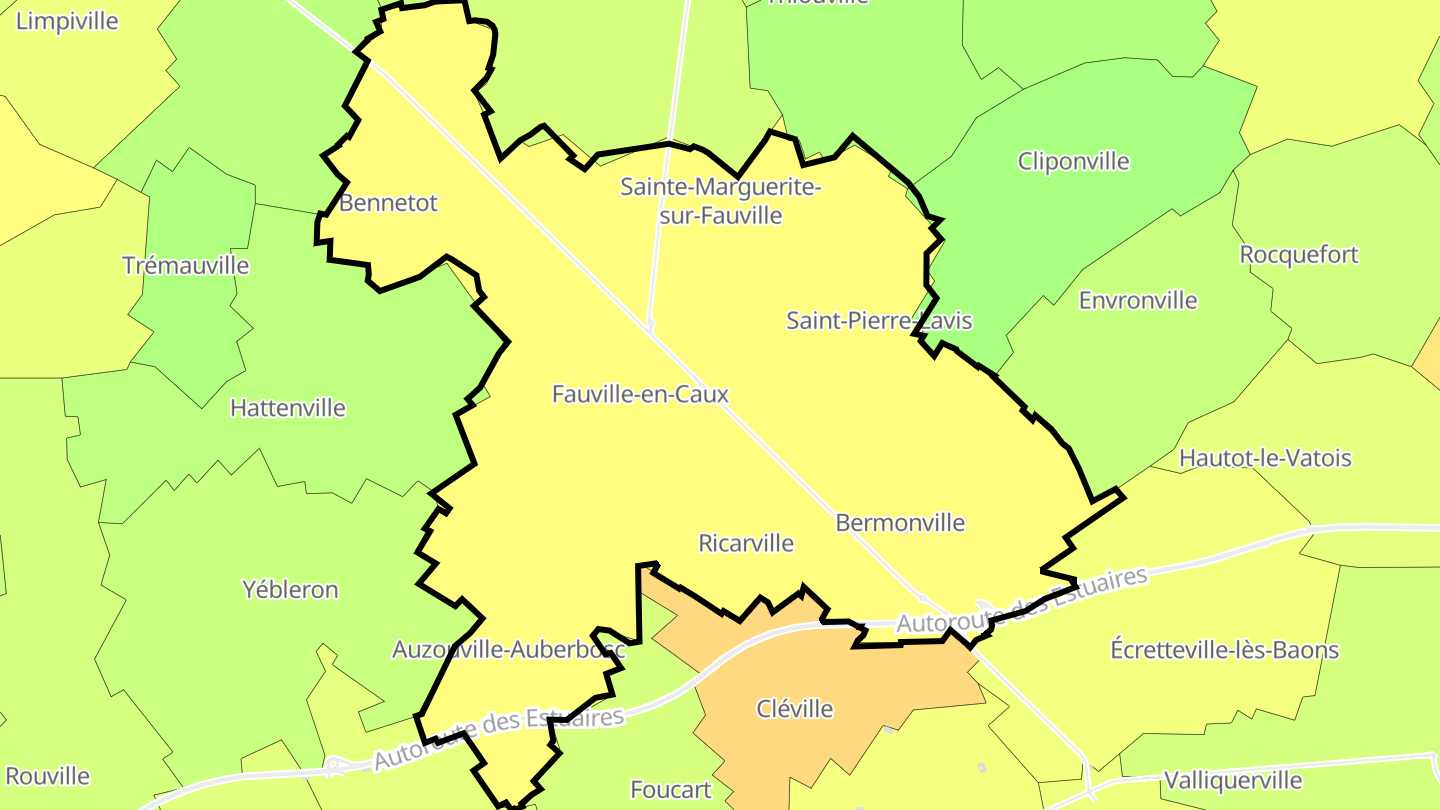 Carte des prix de l'immobilier Terres-de-Caux