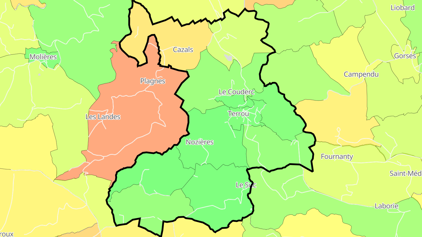 Carte des prix de l'immobilier Terrou
