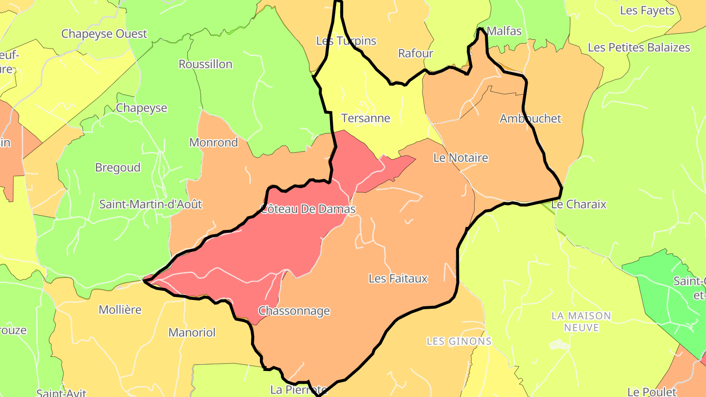 Carte des prix de l'immobilier Tersanne